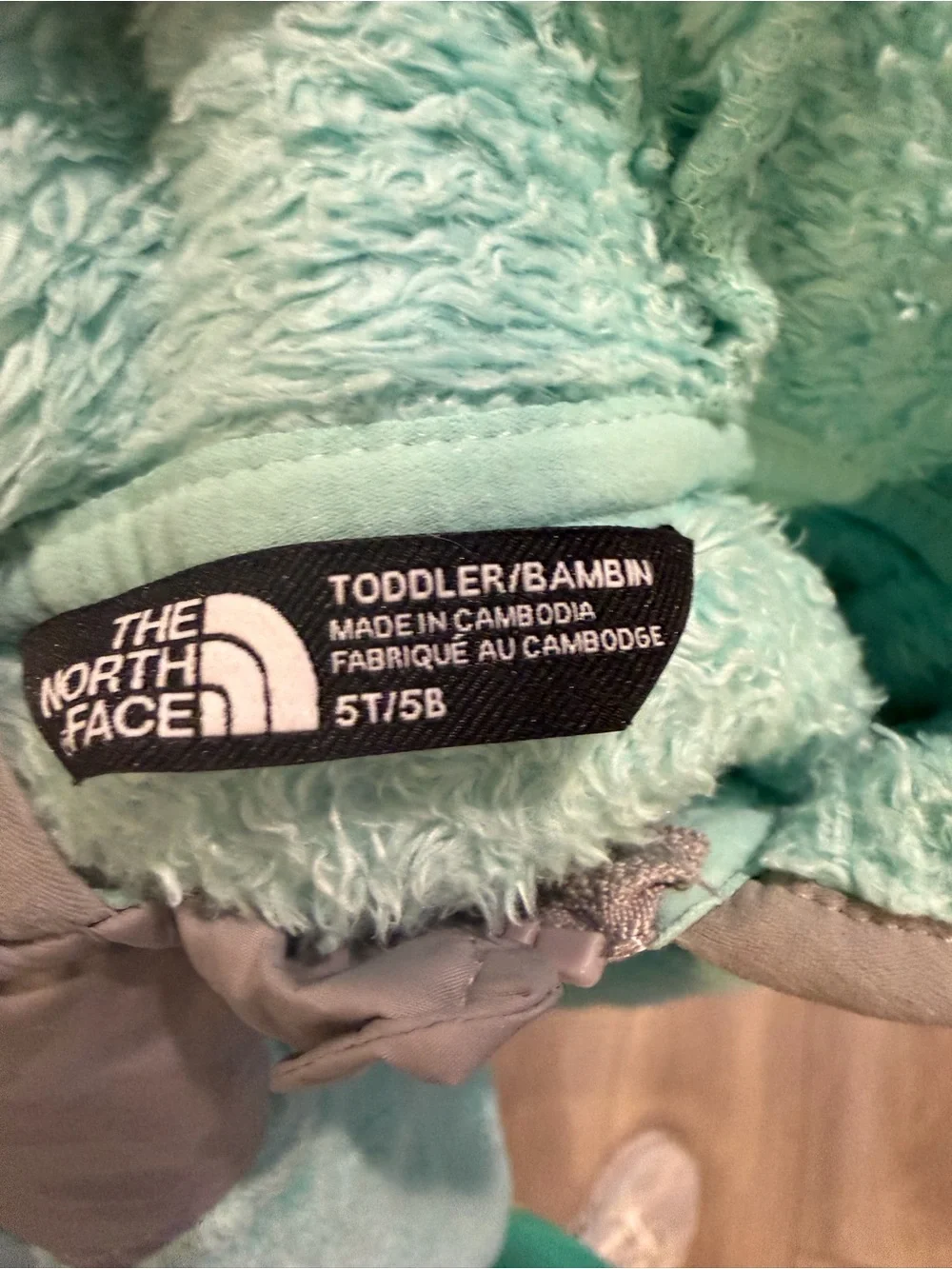 The North Face Kids Mint Green & Gray Sherpa Fleece Hoodie